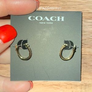 Coach Gold Hoop Earrings W/Rhinestone BRAND NEW